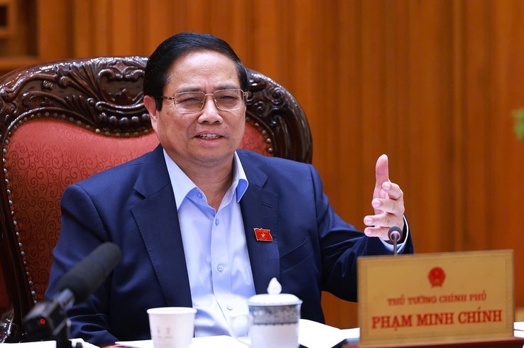 Thủ tướng Phạm Minh Chính nhấn mạnh việc xây dựng Trung tâm tài chính quốc tế tại Việt Nam là hết sức cần thiết, phải quyết tâm thực hiện bằng được.(Ảnh VGP)