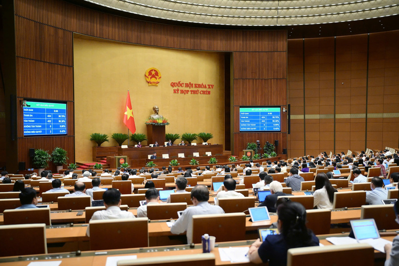 Sáng 25/6/2025, Quốc hội biểu quyết thông qua Luật Ngân sách nhà nước (sửa đổi). Ảnh: VPQH