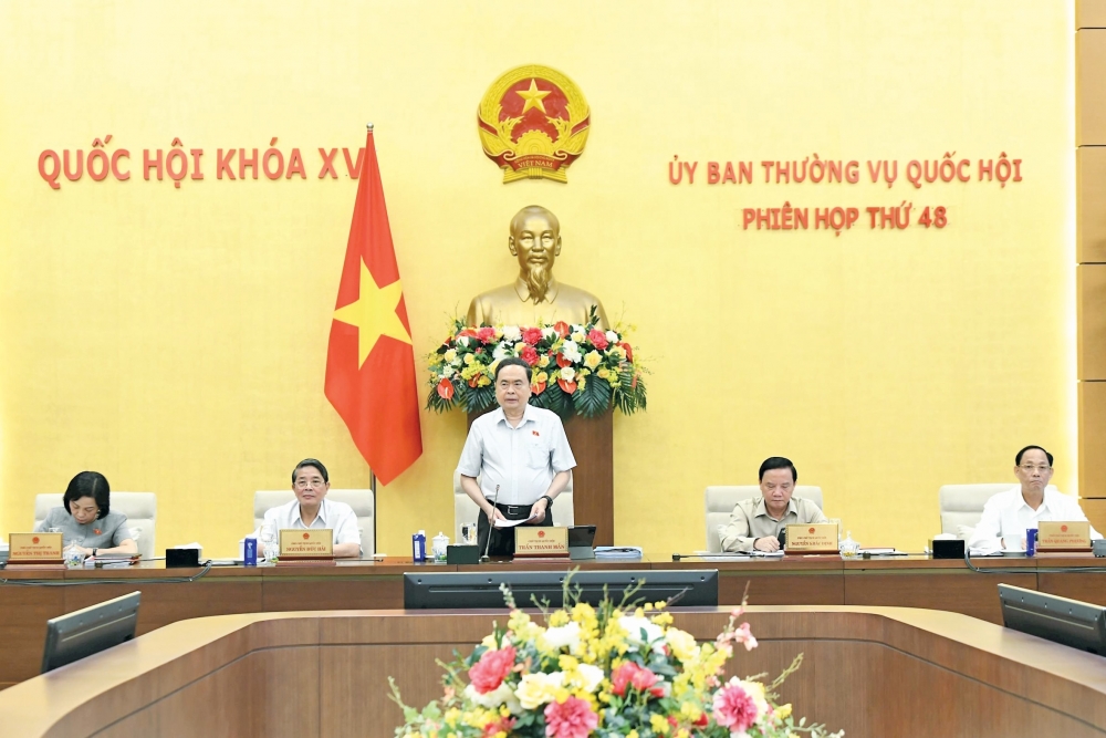 Chủ tịch Quốc hội Trần Thanh Mẫn phát biểu tại Phiên họp. Ảnh: Lâm Hiển